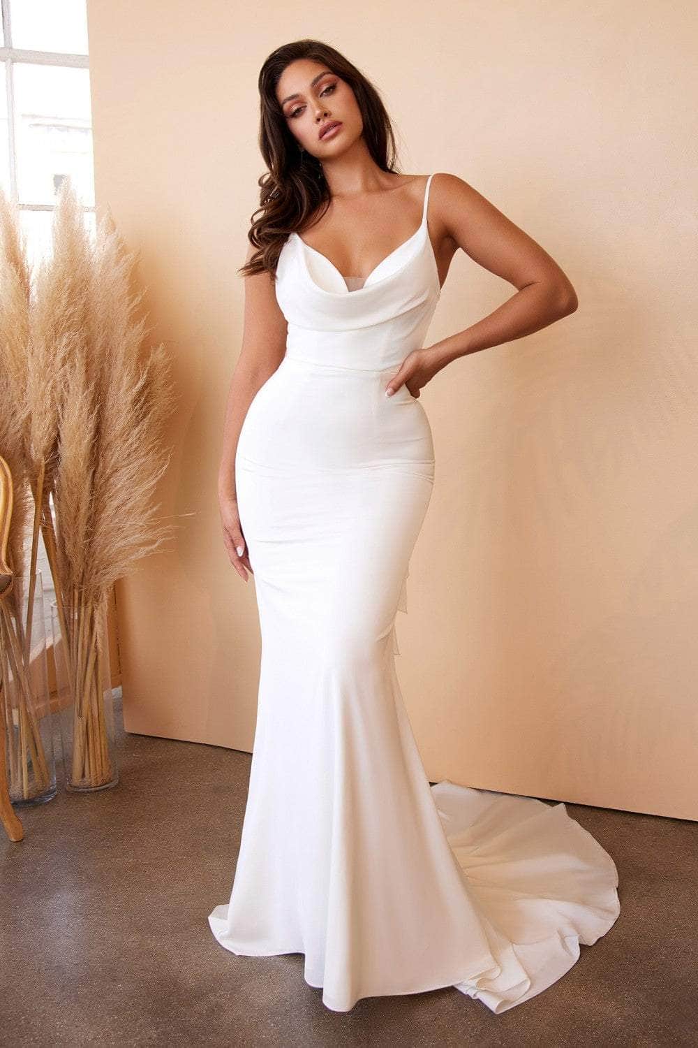 Ladivine 7487W - Cowl Neck Charmeuse Wedding Gown – Couture Candy