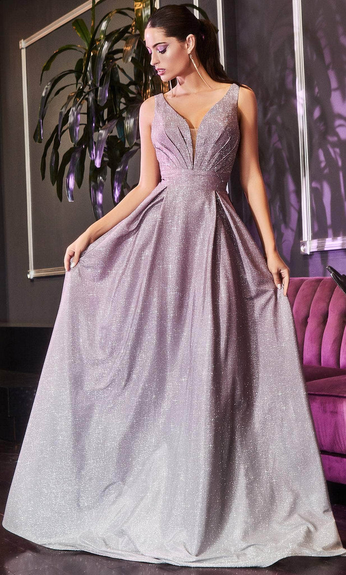 Ladivine 9174 - Ombre Plunging V-Neck Evening Gown Evening Dresses XS / Mauve