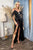 Ladivine BD109 - Draped Prom Dress with Slit Prom Dresses