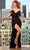 Ladivine BD109 - Draped Prom Dress with Slit Prom Dresses XS / Black