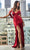 Ladivine BD109 - Draped Prom Dress with Slit Prom Dresses XS / Burgundy