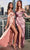 Ladivine BD109 - Draped Prom Dress with Slit Prom Dresses XS / Desert Rose