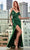 Ladivine BD109 - Draped Prom Dress with Slit Prom Dresses XS / Emerald