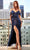 Ladivine BD109 - Draped Prom Dress with Slit Prom Dresses XS / Navy