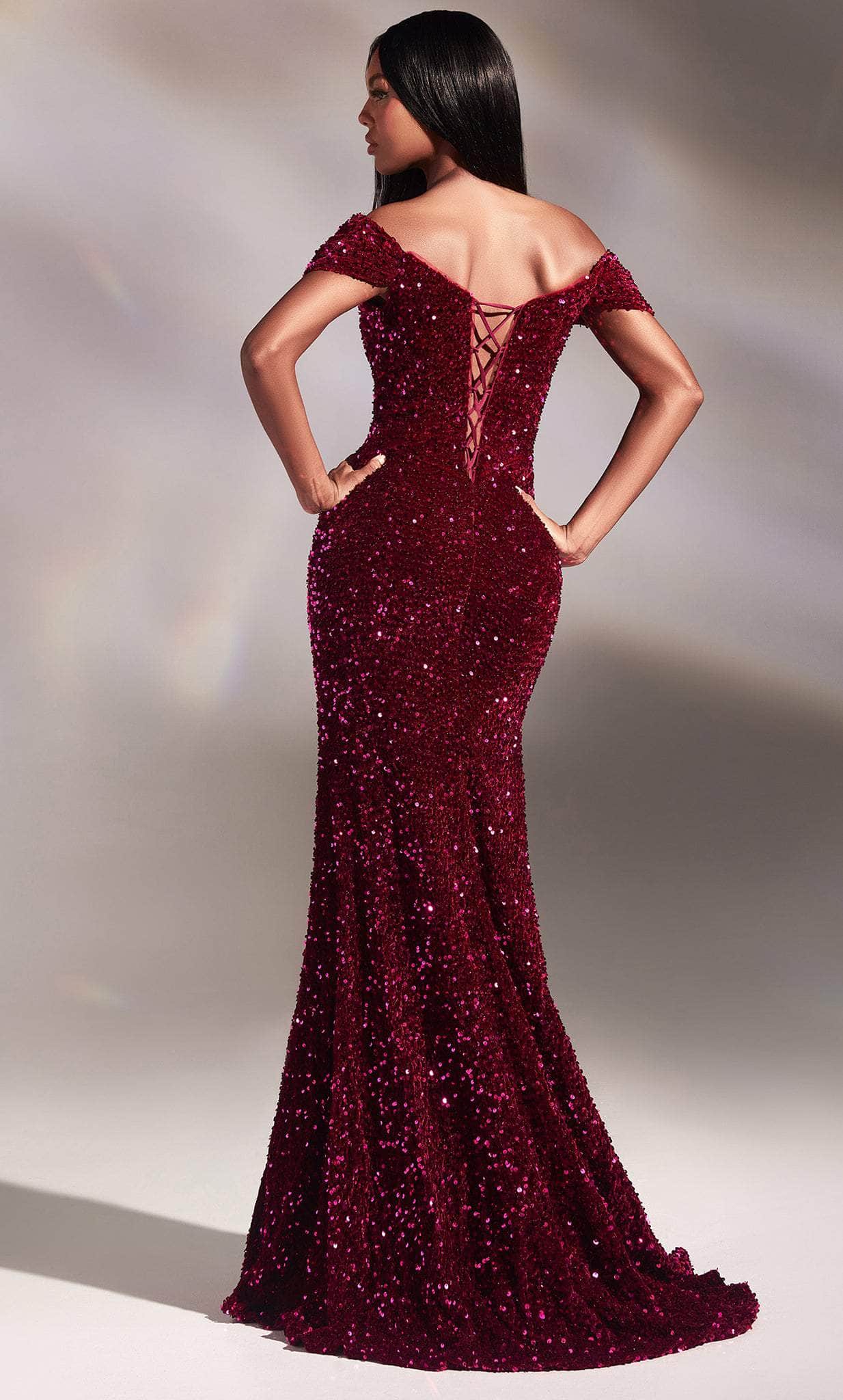 Ladivine CA109 - Sequined Off Shoulder Knot Gown – Couture Candy