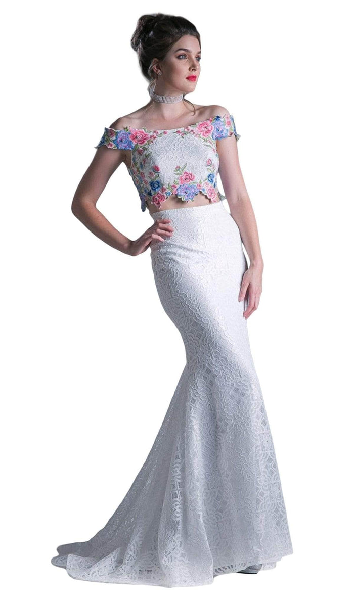 Ladivine CA314 Evening Dresses 2 / White