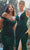 Ladivine CD236C - Cowl Neck High Slit Evening Gown Evening Dresses 18 / Emerald