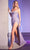 Ladivine CD254 - Cowl Corset Dress with Slit Prom Dresses 2 / Lavender