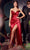 Ladivine CD255 - Draped Satin Prom Dress Prom Dresses 2 / Deep Red