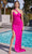 Ladivine CD287 - Asymmetric Cutout Evening Gown Special Occasion Dress 2 / Fuchsia