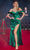 Ladivine CD875C - Beaded Sweetheart Satin Evening Gown Special Occasion Dress 16 / Emerald