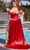 Ladivine CD875C - Beaded Sweetheart Satin Evening Gown Special Occasion Dress 16 / Red