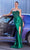 Ladivine CDS406 - Embellished High Slit Evening Dress Evening Dresses 2 / Emerald