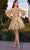 Ladivine KV1089 - Embellished Corset Cocktail Dress Cocktail Dresses 4 / Champagne