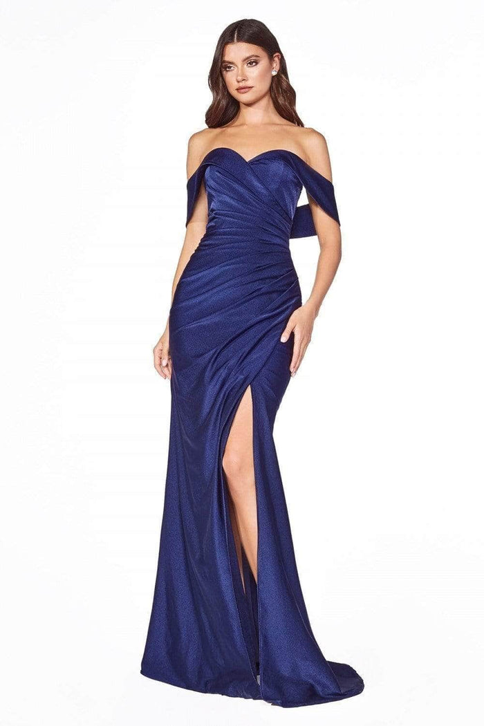 Ladivine - Off Shoulder Sheath Prom Dress KV1050 - 1 pc Navy in Size 2 Available CCSALE