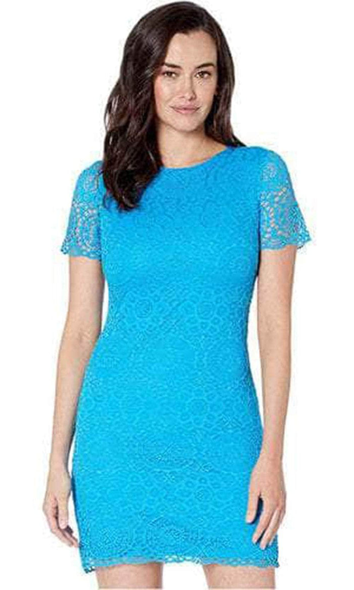 Laundry HP03K80 - Short Sleeve Lace Sheath Formal Dress Special Occasion Dress 2 / Turquoise