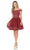 Lenovia - 8141 Embroidered Off Shoulder A-line Dress Cocktail Dresses XS / Burgundy