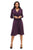 London Times - T4547M V-Neck Long Sleeves A-Line Dress Wedding Guest 0 / Dark Eggplant