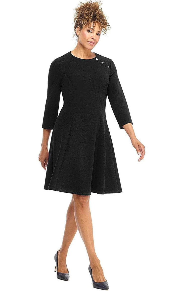 London Times T4704M - Quarter Sleeve Formal Dress Cocktail Dresses 4 / Black