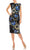 London Times - T5088M Painted Floral Print Knee Length Sheath Dress Wedding Guest 0 / Navy China Blue