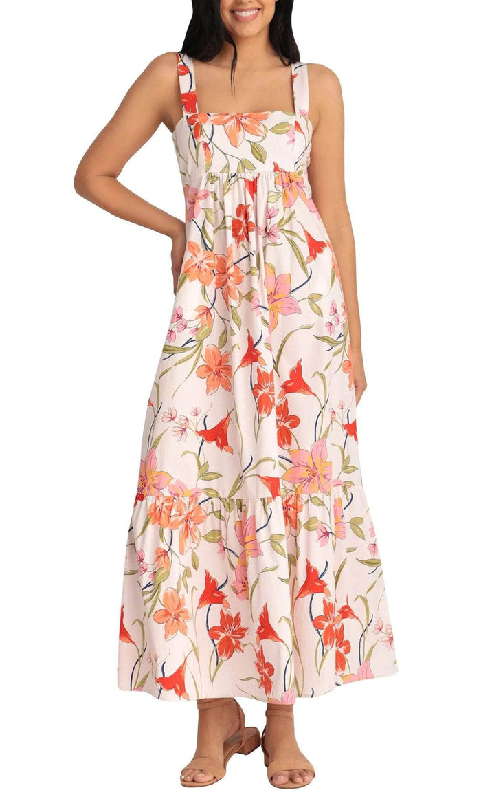 London Times T5728M - Sleeveless Empire Floral Printed Dress Cocktail Dresses 10 / Ivory Multi