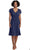 London Times T6099M - Knee Length Cap Sleeve Dress Cocktail Dresses 4 / Blue