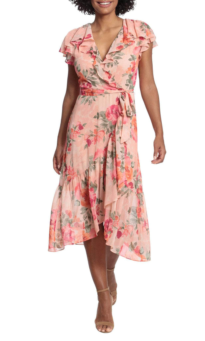 London Times T6126M - Floral Short Sleeve Knee-Length Dress Semi Formal