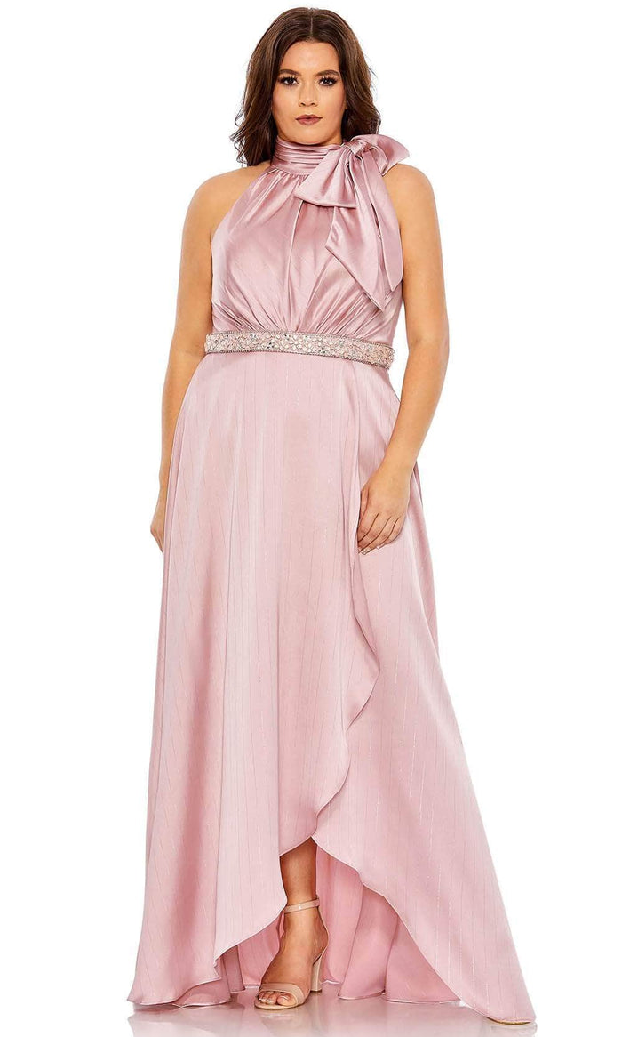 Mac Duggal 49578 - Pleated Halter Neckline Evening Gown Special Occasion Dress 14 / Rose