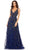 Mac Duggal 5215 - Bejeweled V-Neck Evening Gown Evening Dresses 0 / Midnight