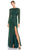 Mac Duggal Evening - 5056D Long Sleeve Beaded High Slit Gown Evening Dresses 2 / Bottle Green