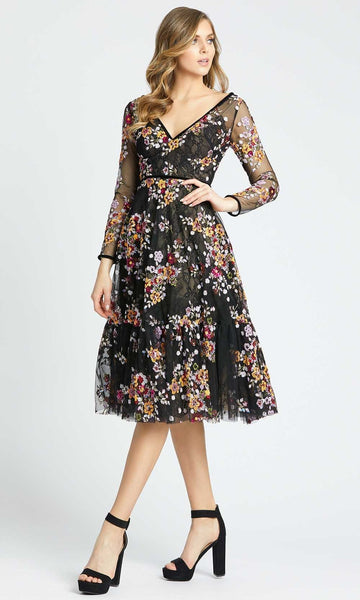 MULTI TEA LENGTH FLORAL EMBROIDERED COCKTAIL WEAR J. Mendel