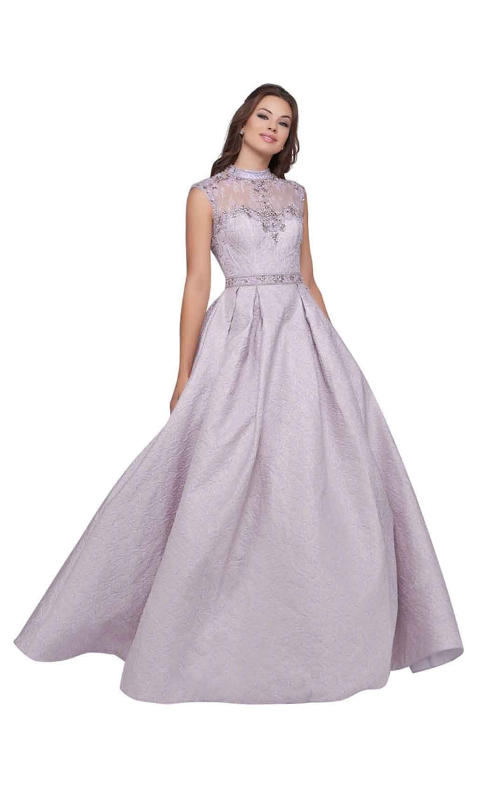 Mac Duggal - Floral Embellished High Neck Ballgown 40885H - 1 pc Lil In Size 12 Available CCSALE 12 / Lilac