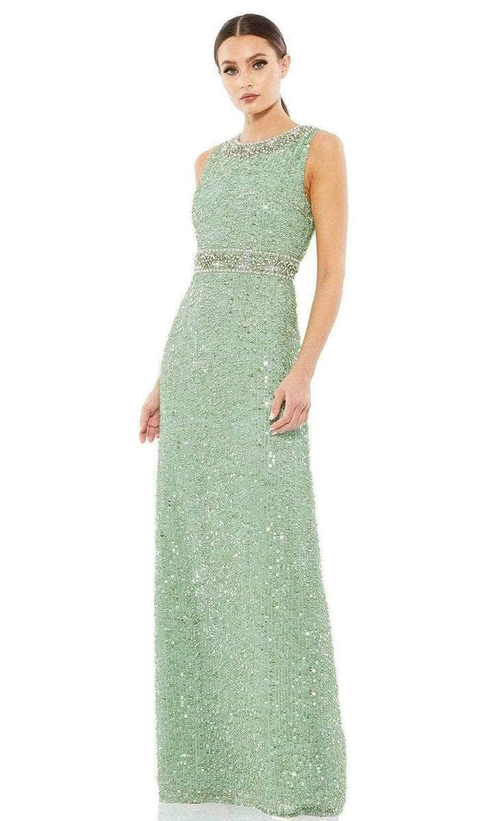 Mac Duggal - Jewel Neck Column Evening Gown 10839 - 1 pc Mint In Size 4 Available CCSALE 4 / Mint