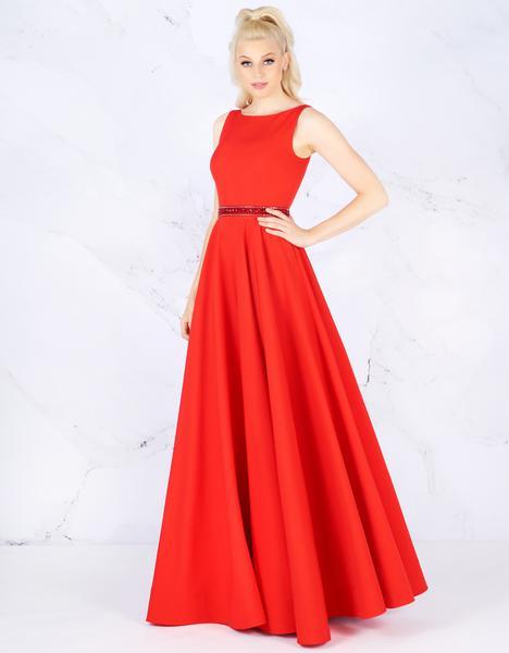 Mac Duggal - Sleeveless Bateau Crepe A-Line Gown 25608L - 1 pc Blush/Gold In Size 20 Available CCSALE 10 / Red