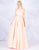 Mac Duggal - Sleeveless Bateau Crepe A-Line Gown 25608L - 1 pc Blush/Gold In Size 20 Available CCSALE 20 / Blush/Gold