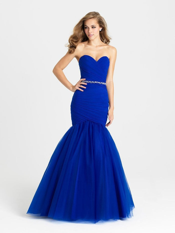 Madison James - 16-354 Ruched Taffeta Mermaid Dress - 1 pc Royal In Size 4 Available CCSALE 4 / Royal