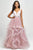 Madison James - 19-138 Sleeveless Plunging V-Neck Ruffled Evening Gown - 1 pc Silver in Size 6 and 1 pc Pink in size 6  Available CCSALE 6 / Pink