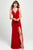 Madison James - 19-150 Beaded Plunging V-Neck High Slit Gown Special Occasion Dress 0 / Red