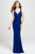 Madison James - 19-150 Beaded Plunging V-Neck High Slit Gown Special Occasion Dress 0 / Royal