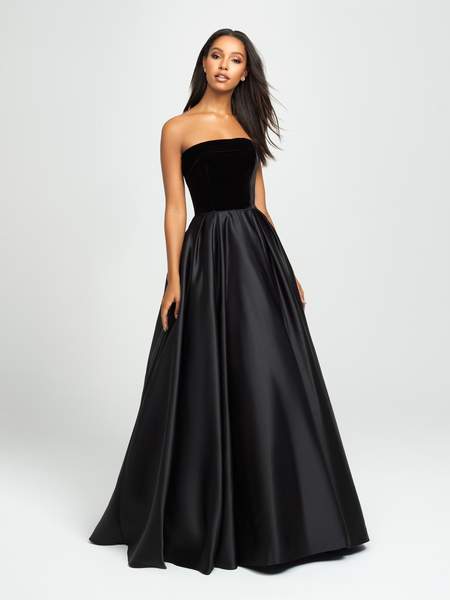 Madison James - Strapless Pleated Ballgown 19-155 CCSALE 2 / Black/Black