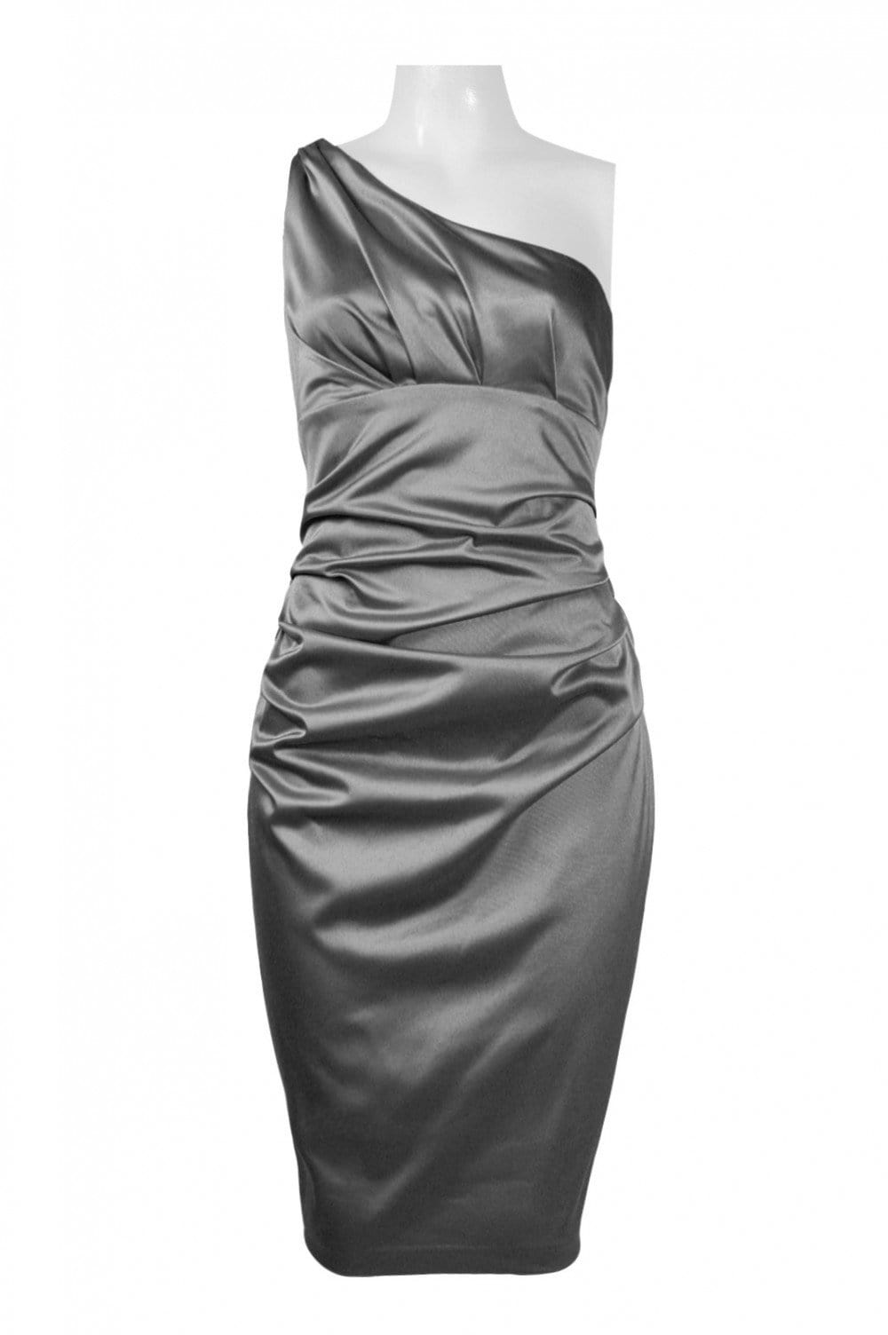 Maggy Boutique - 39086A One Shoulder Ruched Satin Cocktail Dress ...