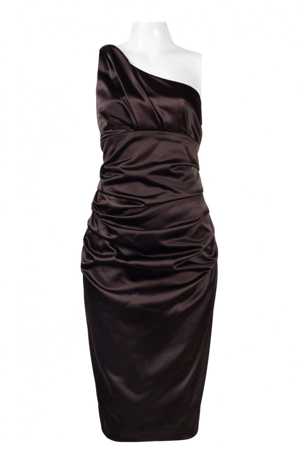 Maggy Boutique - 39086A One Shoulder Ruched Satin Cocktail Dress ...