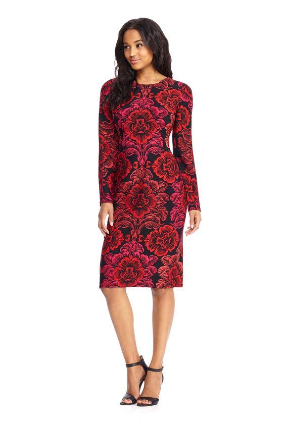 Maggy London - GSF03M Long Sleeve Floral Print Crepe Dress – Couture Candy