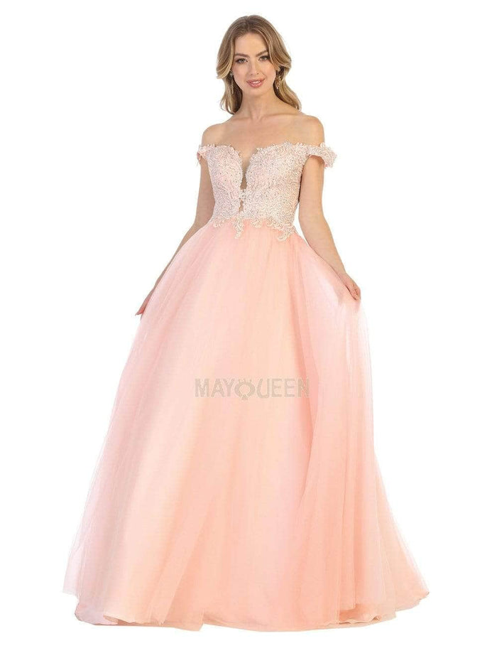 May Queen - Adorned A-Line Prom Dress MQ1734 Prom Dresses 4 / Blush