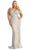 May Queen - Beaded V-Neck Evening Gown RQ7946 - 1 pc Silver/Nude In Size 6 Available CCSALE 6 / Silver/Nude