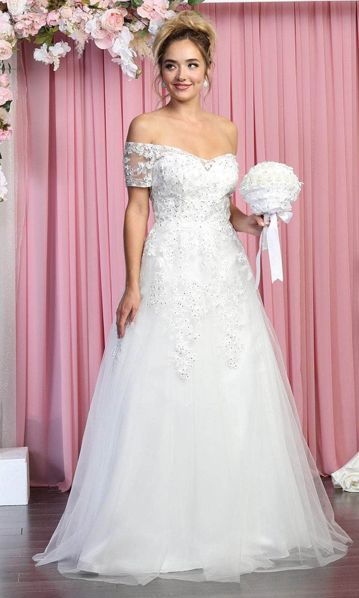 May Queen Bridal RQ7912 - Soft Tulle Beaded Bridal Dress Bridal Dresses 6 / Ivory