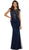 May Queen - Cap Sleeve Sheath Formal Gown MQ1512 - 1 pc Navy In Size 6 Available CCSALE 6 / Navy