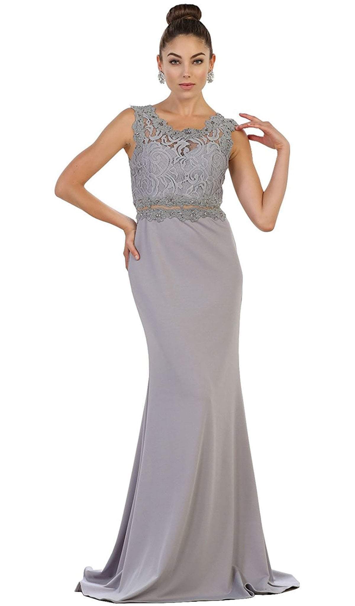 May Queen - Lace Bodice Illusion Paneled Sheath Evening Gown – Couture ...