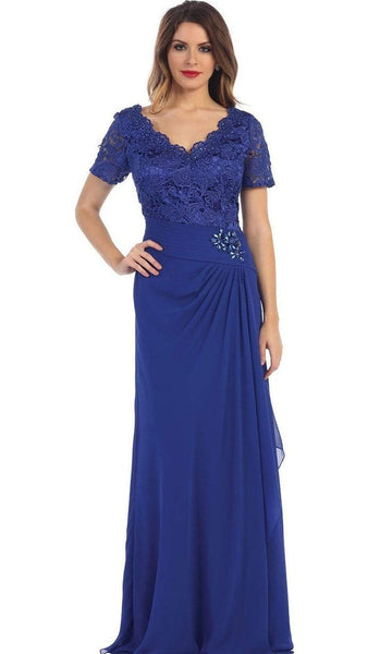 May Queen - Lace Scalloped V-neck Sheath Evening Dress – Couture Candy