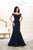 May Queen Laced Off Shoulder Mermaid Dress RQ7493 - 1 pc Navy In Size 8 Available CCSALE 8 / Navy